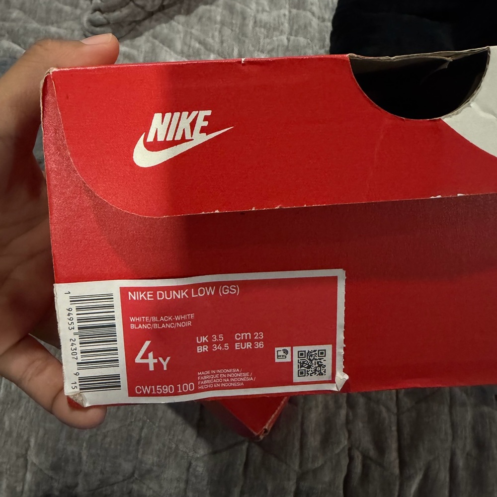 Nike Red and White Dunk Low (GS) Shoe Box